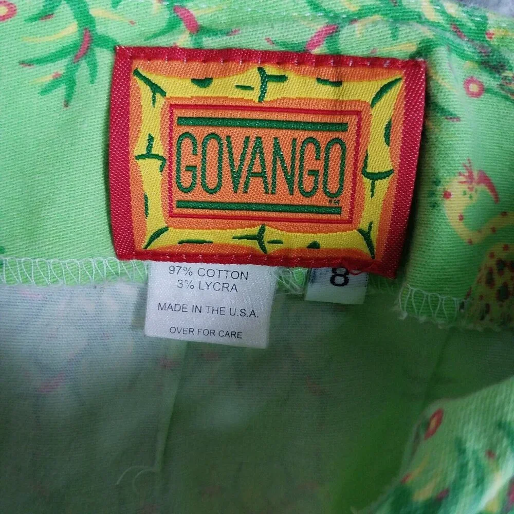 Vintage Govango Skirt Women's 8 Mini Pencil Straight Bird Tropical Stretch